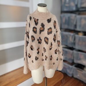 Wonderly Leopard Animal Print Fuzzy Sweater Size XL
